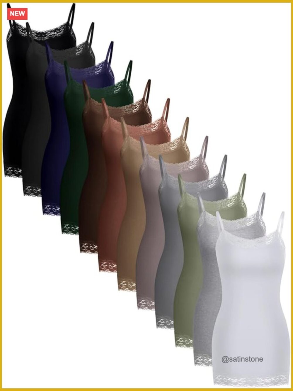 3 Pcs Lace Trim Camisole Tank Tops Adjustable Spaghetti Strap